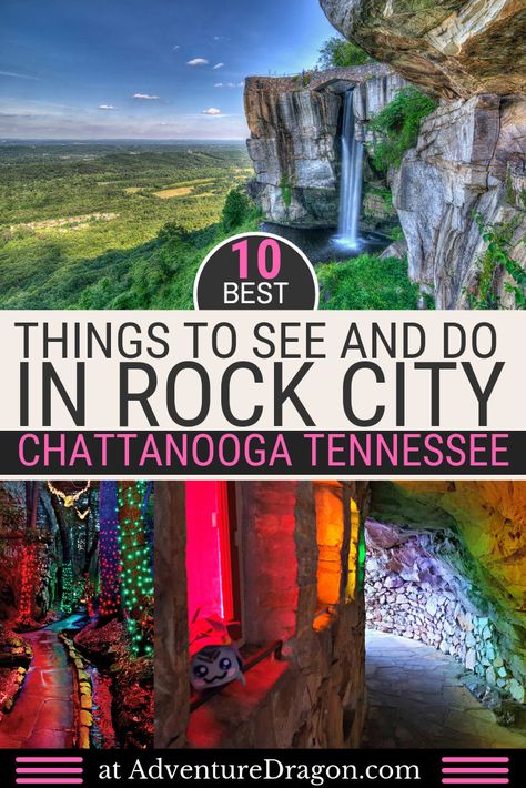 10 Best Things to See in Rock City on Lookout Mountain Near Chattanooga - Adventure Dragon Rock City Chattanooga, Lookout Mountain Georgia, Tennessee Road Trip, Landscape City, Tennessee Travel, Lookout Mountain, Tennessee Vacation, Rock City, Chattanooga Tennessee