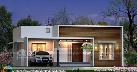 3 bedroom flat roof box model contemporary house in an area of 1100 square feet by Diagonals, Calicut, Kerala. Box House Design, Small House Design Kerala, Flat House Design, House Elevations, Single Floor House Design, Bedroom Budget, Modern Bungalow House Design, Small Modern House Plans, Trendy House