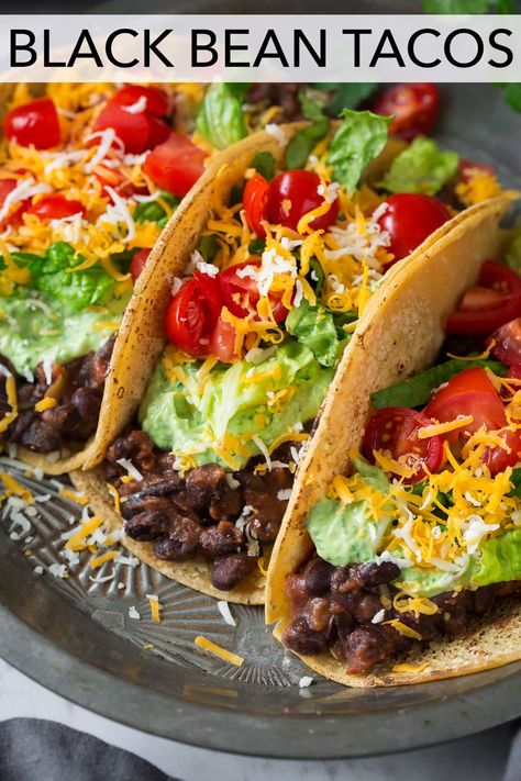 Vegetarian Tacos Recipes, Monday Dinner, Meatless Dinners, Sunday Cooking, Tacos Vegan, Tacos With Avocado, Meatless Dishes, Lime Crema, Mexican Meals