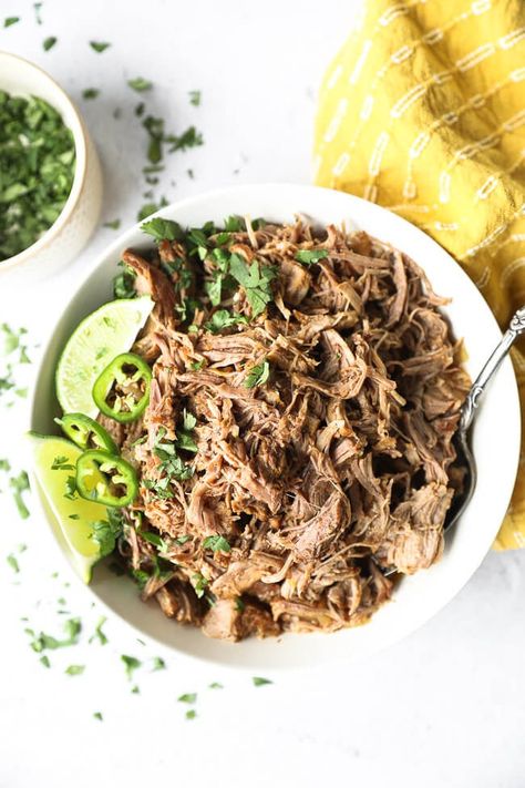 This perfectly seasoned mojo pulled pork recipe is about to rock your world! Make it in the Instant Pot or slow cooker. Paleo, Whole30 + Keto mojo pork is super versatile and a great meal prep recipe. It has an amazing citrus flavor and you can add the pork to tacos, salads, or eat it in a bowl! @realsimplegood | The Real Simple Good Life #whole30 #keto #instantpot #slowcooker Pulled Pork Slow Cooker, Mojo Pork, Pulled Pork Recipe, Whole30 Keto, Slow Cooker Pulled Pork, Inflammatory Diet, Pulled Pork Recipes, Shredded Pork, Pork Recipe