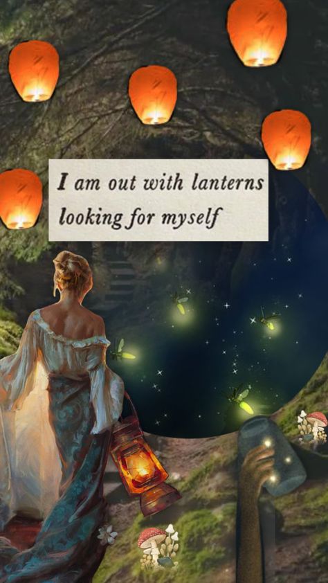 #lantern #lanterns #firefly #fireflies #bug #mushroom #emilydickinson #cottagecore #couple #love #nature #selflove #girl I Am Out With Lanterns Emily Dickinson, Cottagecore Couple, I Am Out With Lanterns, Lantern Art, Emily Dickinson, Phone Background, Love Nature, Lantern Lights, Firefly