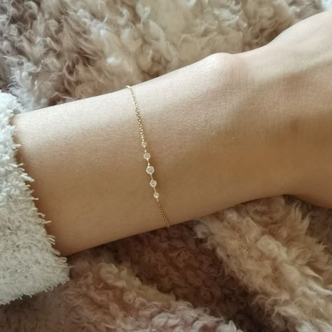 Style: Korean Style/Korean Style Color: Gold, White Gold Color Fashion Element: Metal Diamond Station Bracelet, Minimal Diamond Bracelet, Rose Meanings, Personalised Packaging, Bangle Collection, Delicate Gold Bracelet, Gold Bracelet Simple, Delicate Jewellery, Pretty Jewelry Necklaces