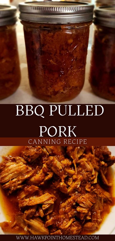 This BBQ pulled pork canning recipe is delicious and is a great example of awesome things that you can preserve in jars and have on your shelf ready to eat. This simple recipe is very easy to make. Mix up the ingredients for the sauce, then add the raw meat, put in the jars and pressure can. The jars of yummy pulled pork will be ready to eat or serve for company. Make pulled pork sandwiches or eat alone. Pressure Canning Hamburger Meat, Pressure Canning Recipes For Beginners, Meat Canning, Ham Canning Recipes, Canning Meats In A Jar, Burritos In A Jar Canning, Canning Meat Sauce, Meals To Can In A Jar, Pressure Canning Pulled Pork