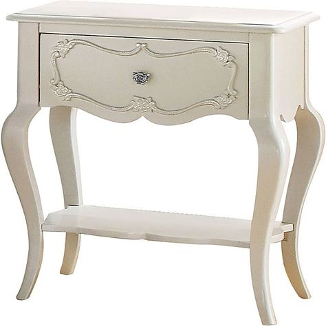 Amazon.com: Acme Edalene 1-Drawer Wooden Nightstand with Bottom Shelf in Pearl White : Home & Kitchen Nightstand Large, Girls Dream Bedroom, White Jewelry Armoire, Tufted Bed, Wooden Nightstand, Bedroom Panel, White Nightstand, Acme Furniture, Upholstered Panels