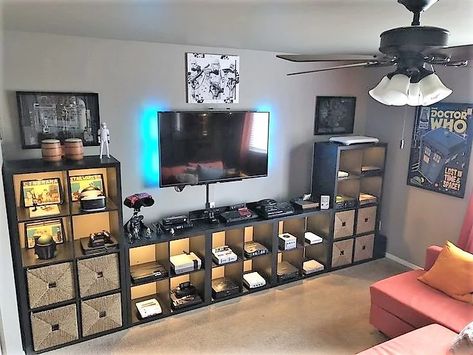 Gaming Room Design and Storage | West Coast Self-Storage Boys Game Room, Nerd Room, Retro Games Room, Hangout Room, Video Game Room Design, Living Room Setup, Video Game Rooms, Gaming Room Setup, Gamer Room