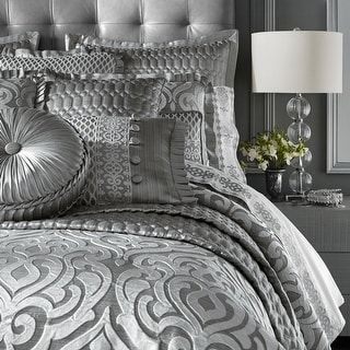 J. Queen New York Malita Euro Sham - On Sale - Bed Bath & Beyond - 37780575 Elegant Comforter Sets, Luxury Duvet Sets, Luxury Comforter Sets, Silver Bedroom, Grey Comforter, Glam Bedroom, Queens New York, King Comforter Sets, King Pillows