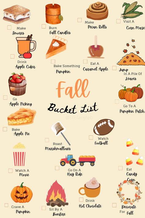 Fall Bucket List At Home, Healthy Snacks Fall, Fall Decoration Outside, Fall Ideas With Friends, Fall Bucket List Aesthetic, Fall Activities At Home, Cute Fall Things, Fall Things To Do, Fall Hobbies