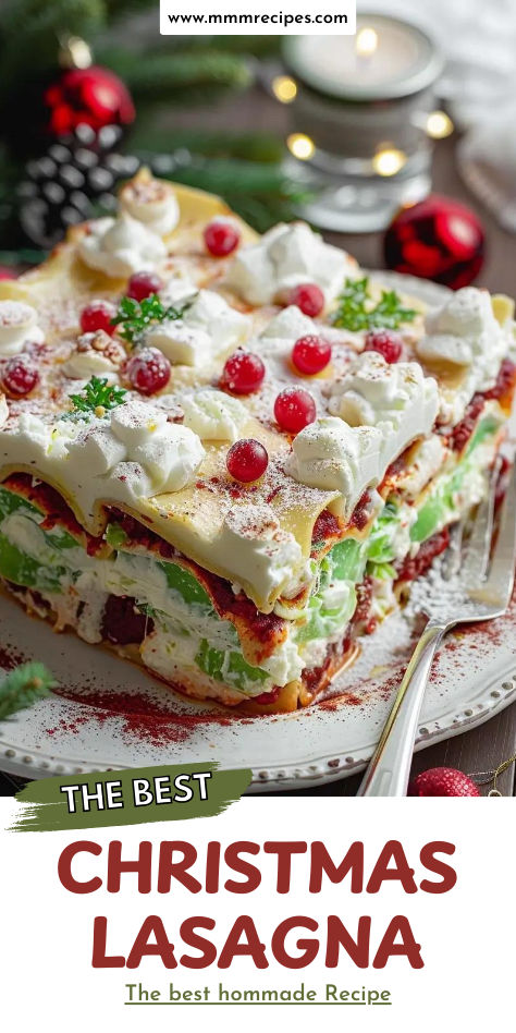 Looking for a festive dish to impress this holiday season? This Christmas Lasagna is layered with rich flavors and holiday cheer. Imagine the joy on your loved ones' faces as they savor each bite of this creamy, savory delight! Perfect for Christmas Eve or any holiday gathering. Click to get the full recipe and add a new tradition to your holiday table! 🎄🍝 #ChristmasLasagna #HolidayRecipes #FestiveMeals No Bake Christmas Lasagna, Christmas Lasagne, Christmas Eve Dessert Ideas, Christmas Lasagna Dessert, Red Velvet Shortbread Cookies, Christmas Lasagna, Christmas Eve Meal, No Bake Christmas, Cookie Monster Ice Cream