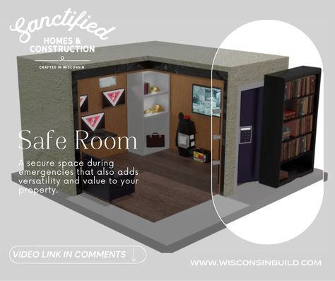 🔒Considering adding a safe room to your new build? Here are some pros to consider: 1. Safety and Security: A safe room provides a secure space to seek shelter during emergencies such as severe weather or intrusions. 2. Peace of Mind: Knowing you have a designated safe area in your home can bring peace of mind for you and your loved ones. 3. Protection of Valuables: In addition to personal safety, a safe room can also protect valuable belongings during emergencies.💎 4. Increased Property Va... Home Safe Room, Security Room Design, Vibey Decor, Security Room, Safe Room, Construction Crafts, Personal Safety, Home Safes, Parade Of Homes