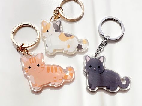 Short Legged Cats, Cat Merch, Cute Keychains, Cat Acrylic, Keychain Acrylic, Pet Keychain, Cat Key, Chibi Couple, Love Keychain