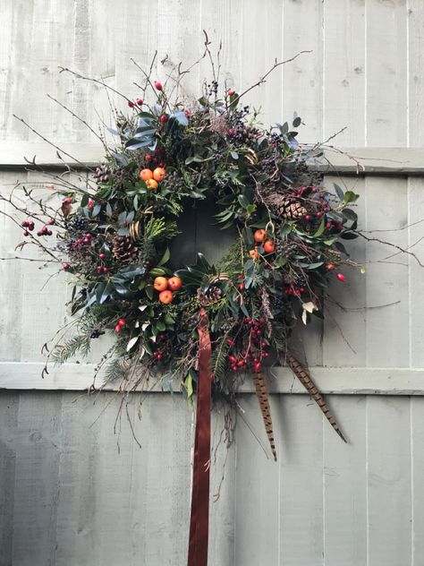 Dried Flowers Christmas Wreath, Scandanavian Christmas Wreath, Advent Wreath Door, Foraged Winter Wreath, Rustic Door Wreaths, Christmas Wreath Rustic, Advent Door Wreath, Wild Christmas Wreath, English Christmas Wreath