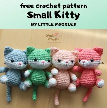 Free Crochet Pattern Small Kitty • Free Crochet Patterns Crochet Plushies, Crochet Cat Pattern, Quick Crochet Patterns, Crochet Keychain Pattern, Crochet Animals Free Patterns, Beginner Crochet Projects, Crochet Amigurumi Free, Quick Crochet, Fun Crochet Projects