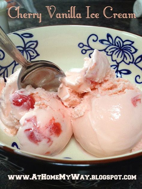 Cherry Vanilla Ice Cream, Cherry Ice Cream Recipe, Kitchen Aid Ice Cream Recipes, Ice Cream Maker Recipes Healthy, Homemade Ice Cream Recipes Machine, Kitchen Aid Ice Cream, Ice Cream Sauce, Best Homemade Ice Cream, Ice Cream Recipes Machine