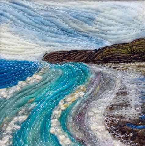 Sea Textiles, Felt Landscapes, Seascape Quilts, Felted Pictures, Collage Quilting, Bathroom Mosaic, Quilt Pictures, Yorkshire Coast, Ocean Quilt