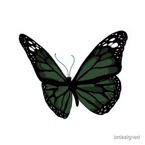 Dark Green Stickers, Dark Green Butterfly, Poetry Collage, Black Butterfly Tattoo, Gray Butterfly, Butterfly Black And White, Cute Laptop Stickers, Dark Green Aesthetic, Green Sticker