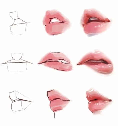 Lip Tutorial Drawing, Steps To Draw, Lips Sketch, Draw Lips, Lip Drawing, Lips Drawing, Art Tools Drawing, Sketches Tutorial, Easy Drawings Sketches