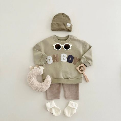 Cool Baby, Boys Sweatshirts, Boys Set, Baby Set, Sleeves Top, Boys Casual, Cozy Sweatshirts, Baby Grows, Letter Patterns