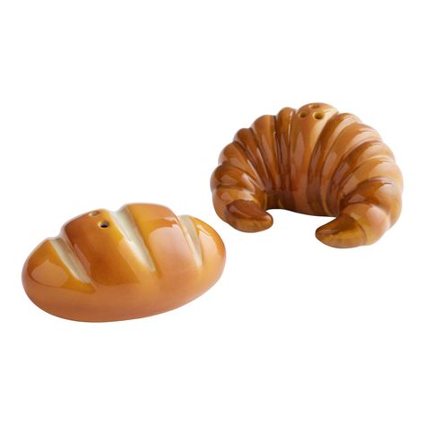 Ceramic Croissant and Bread Loaf Salt and Pepper Shaker Set - World Market Life In Germany, Lots Of Food, Food Shapes, Bread Loaf, Aesthetic Kitchen, In The Hospital, Salt Shaker, Cute Kitchen, Salt And Pepper Set