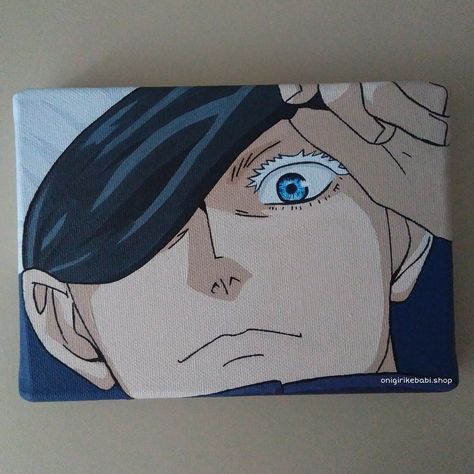 Anime Canvas Art Paint Easy, Gojo Canvas Painting, Anime Painting Easy, Gojo Satoru Painting, Easy Anime Painting Ideas, Anime Canvas Painting Easy, Jjk Painting, Simple Anime Painting, Anime Painting Ideas