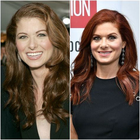 9 Famous Red-Haired Celebrities Who Aren't Natural Redheads - AllureDebra Messing Debra Messing's fire-engine curls may be her signature look, but they don't come by her naturally. She talked to Allure back in 2015 and said the thing she's most high-maintenance about is her color, and her hard work definitely pays off. (FYI, Goldwell is one of her favorite lines.) Debra Messing Hair, Red Hair Long, Red Hair Celebrities, Chelsea Houska Hair, Natural Redheads, Brown Hair Color Shades, Blonde Wedding Hair, Debra Messing, Natural Red Hair