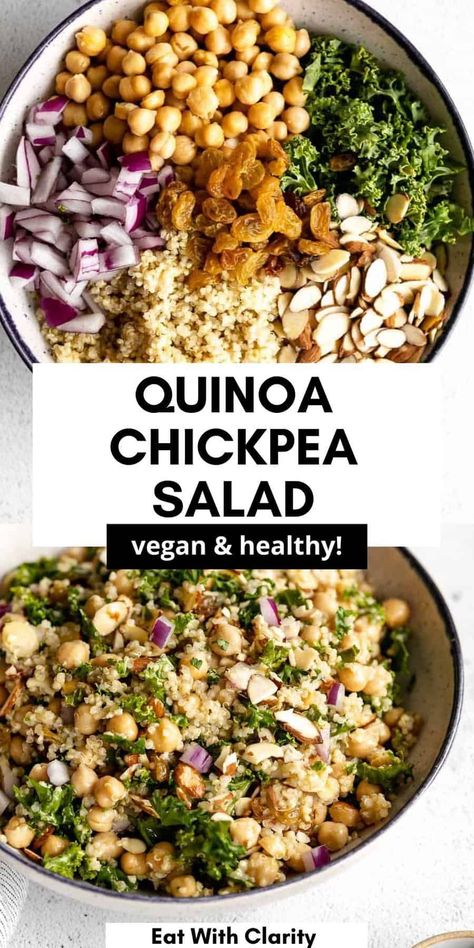 Best Quinoa, Chickpea Salad Vegan, Quinoa Chickpea Salad, Vegan Peach, Vegan Quinoa, Salad Vegan, Vegan Salad Recipes, Chickpea Recipes, Chickpea Salad