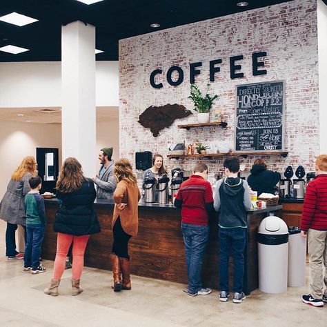 Church Cafe Ideas, Church Coffee Station, Wall Signage Design, Church Coffee Bar Ideas, Coffee Bar Interior Design, Church Cafe Design, Coffee Bar Interior, Church Coffee Shop, Church Welcome Center