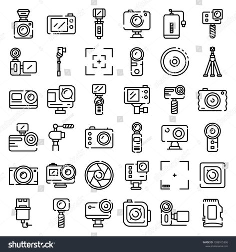 Action camera icons set. Outline set of action camera vector icons for web design isolated on white background #Ad , #paid, #set#Outline#action#Action Camera Vector, Icon Design Inspiration, Vector Frame, Antique Cameras, Camera Logo, Icon Sets, Travel Icon, Camera Icon, Event Flyer Templates