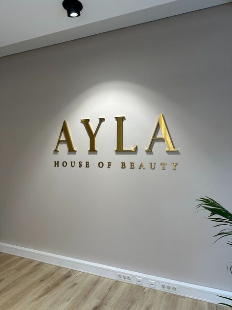 Office Signage,Wall Metal Sign,Metal Logo,Office Sign for Wall,Signage,Business Logo,Company Logo,Custom Logo,Personalized Signage,3D Letter logodesignersclub #logoanimation���🎆. Luxury Modern Salon, Business Sign Indoor, Salon Product Wall Display Ideas, Mirror Salon Design, Business Bathroom Ideas Commercial, Beauty Studio Logo Design, Store Logo Wall, Spa Hallway, Spa Logo Design Ideas