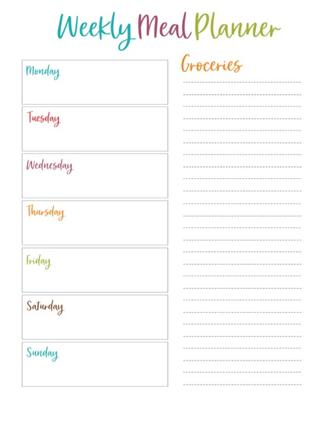 Free downloadable Weekly Meal Planner and Grocery list printable. Keep this printable meal planner on your fridge for the week so everyone can help get dinner on the table! Meal Plan Printable, Weekly Meal Plan Template, Free Meal Planner, Meal Planner Printable Free, Dinner Planner, Weekly Meal Planner Template, Printable Meal Planner, Monthly Meal Planner, To Do Planner