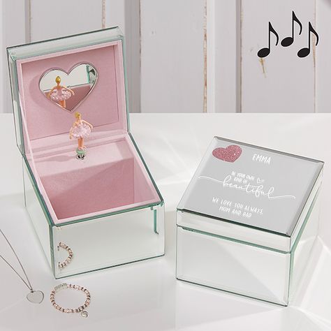 Personalized Jewelry Boxes & Keepsake Boxes | PersonalizationMall.com Jewerly Box Diy, Ballerina Musical Jewelry Box, Engraved Jewelry Box, Gingerbread Ideas, Music Box Ballerina, Ballerina Jewelry Box, Baby Messages, Ballerina Jewelry, Girls Jewelry Box