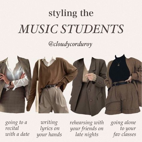 Music Major Outfits, Music Student Aesthetic Outfit, Music Student Outfit, Musician Aesthetic Outfits, Bookworm Outfits, Music Student Aesthetic, Psychiatrist Aesthetic, Anthropology Aesthetic, Musician Clothes