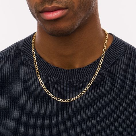 Your chic look isn't complete without this always on-trend 14K gold figaro chain necklace for men. Purchase right from this page! Have any questions? Feel free to contact me at aneesa.alli@signetjewelers.com or 330-668-5637. I would be more than happy to assist you! Happy shopping! Gold Figaro Chain, Chain Necklace For Men, Cool Tattoos For Guys, Figaro Chain Necklace, Gold Chains For Men, Peoples Jewellers, Curb Chain Necklace, Figaro Chains, Figaro Chain