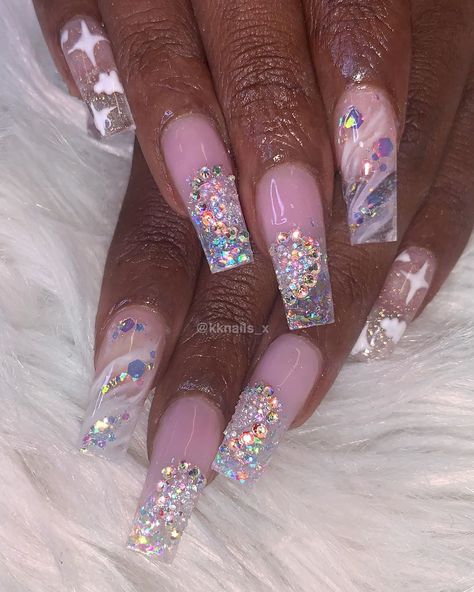 *READ BIO + Q&A BEFORE DMING*💕 on Instagram: “Valentines Freestyle 💗✨ 💕Products Used 💕  @glitterbels  Pink Opal Rainbow Crush Annabel Glass Slippers @glitterbels 💅🏽💕use code ‘kknails’…” Opal Nails, Glass Slipper, Bling Nails, Pink Opal, Opal, Nail Designs, Rainbow, Valentines, Nails