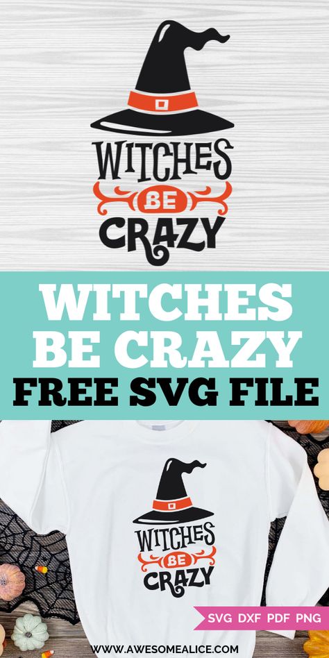 Get into the Halloween spirit by downloading the free Witches Be Crazy SVG! Perfect for making a fun shirt or party decor with your Cricut or Silhouette machine. Whether you're hosting a spooky party or just want a festive shirt, this design is a must-have for your Halloween projects! Haunted House Craft, Witches Be Crazy, Silhouette Halloween, Halloween Vinyl, Spooky Party, Cricut Halloween, Halloween Silhouettes, Unique Costumes, Be Crazy