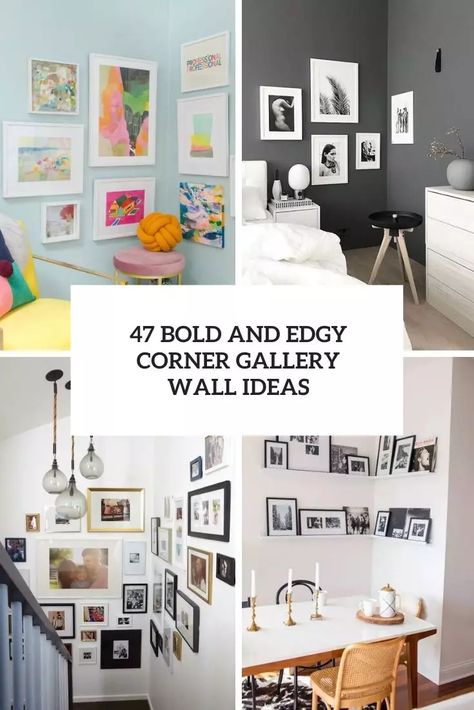 Corner Wall Gallery, Corner Photo Gallery Wall, Corner Gallery Wall, Photo Gallery Wall, Free Standing Sink, Light Green Walls, Gallery Wall Ideas, Gallery Wall Bedroom, Stained Table