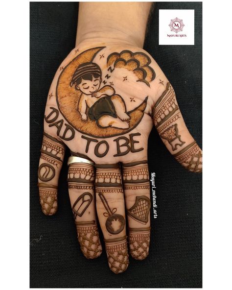 Papa To Be Mehndi, I Am Coming Papa Mehandi, Mehandi Designs For Mom To Be, Sister To Be Mehndi Design, Dadi Maa To Be Mehndi, Maternity Mehandi Designs, Beby Savar Mehndi, Baby Shower Mhendi Design Hand, Maternity Mehendi Design