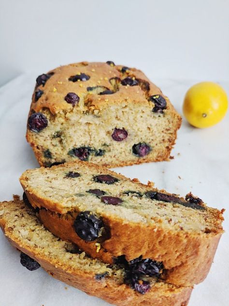 close up of Zesty Lemon Blueberry Banana Bread Gluten Free Crescent Rolls, Gluten Free Falafel, Zucchini Desserts, Blueberry Zucchini Bread, Blueberry Zucchini, Blueberry Banana Bread, Almond Breeze, Blueberry Bread, Cinnamon Chips