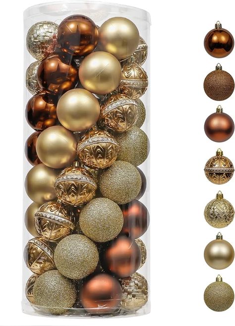 Rose Gold And Bronze Christmas Tree, Bronze And Gold Christmas Decor, Rose Gold And Brown Christmas Tree, Copper Ornaments Christmas Tree, Christmas Tree Copper Color Schemes, Bronze And Gold Christmas Tree, Golden Christmas Decorations, Christmas Tree Themes Colors Gold, Gold Xmas Tree Decorations