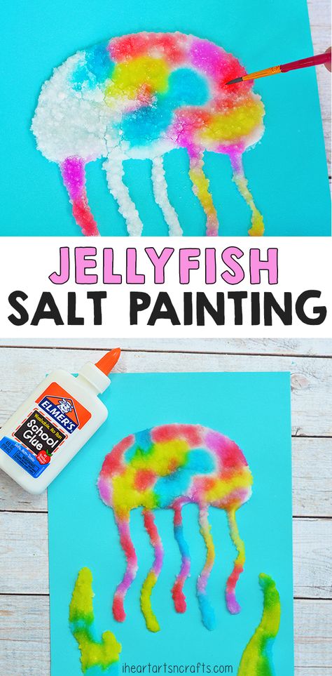 Painting Activity For Kids, Salt Painting, Painting Activities, Preschool Art Activities, Project For Kids, Ocean Crafts, Art Activity, Daycare Crafts, Easy Art