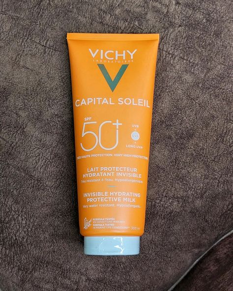 💛 VICHY Capital Soleil Sun-Milk for Face & Body SPF 50+ 300ml. It won't sting or burn your eyes. It's not fragrance-free, which I don't mind at all. Smells really good. It provides effective protection without feeling too heavy on the skin. I think I'm ready for sunny springtime 🌼 ☀️ 🌸 #vichy #sunscreen #sunscreens #sunblock #skincarecommunity #faceandbody Vichy Sunscreen, Hydrating Cream, Fragrance Free, Spf 50, Tanning, Santorini, Fragrance Free Products, Face And Body, Summer Vacation