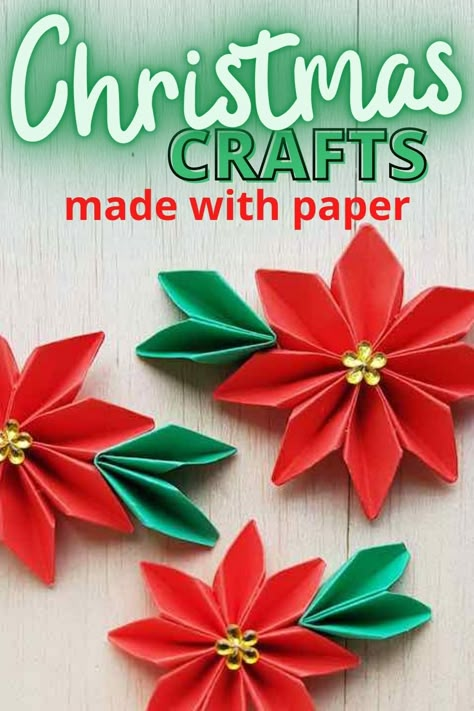 Tissue Paper Crafts For Christmas, Christmas Ornament Construction Paper, Paper Plate Poinsettia Crafts For Kids, Diy Construction Paper Christmas Decor, Paper Christmas Centerpieces, Construction Paper Crafts Adults, Christmas Paper Crafts Cricut, Mistletoe Paper Craft, Christmas Craft Construction Paper