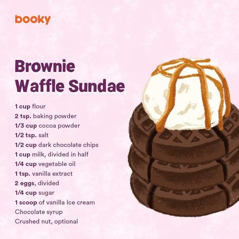 One Serving Recipes, Booky Food Recipe, Booky Recipe Book, Waffle Sundae, Easy Recipes For Kids, Homemade Recipe Books, Birthday Cake Decorating Ideas, Homemade Cookbook, Homemade Recipes Dessert