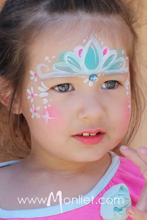 Princess Face Paint, Face Paint Party, Mermaid Face Paint, Easy Face Painting Designs, Princess Face Painting, Fairy Face Paint, Christmas Face Painting, Girl Face Painting, Princess Face