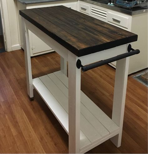 $20 DIY Farmhouse style kitchen island! Style Kitchen Island, Kingsport Tn, Kitchen Island Trolley, Corner Nook, Diy Farmhouse Style, Kitchen Island On Wheels, Unfinished Furniture, Farmhouse Kitchen Island, Diy Kitchen Island