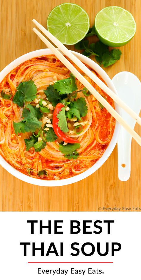 Noodle Soup Vegetarian, Spicy Thai Soup, Spicy Noodle Soup, Thai Soup Recipes, Thai Curry Soup, Thai Noodle Soups, Red Curry Noodle Soup, Curry Soup Recipes, Asian Soup Recipes