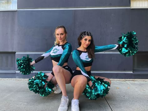 Two girls in Euphoria cheerleading costumes cosplaying in exact uniforms and exact pose Maddie Cassie Costume, Maddy Cassie Costume, Maddie Cassie Euphoria Outfits, Cassie And Maddie Euphoria, Maddie And Cassie Cheerleader, Maddy And Cassie Cheerleader, Maddie Euphoria Cheerleader Costume, Cassie Cheerleader Euphoria, Maddie Cheerleader Euphoria