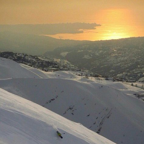 ::: Winter/Snow in Lebanon ::,BEIRUT VIEW OF THE FARAYA SKI AREA Lebanon Beaches, Snow Water, Ski Area, International Day, Ancient Architecture, Holy Land, Beirut, Travel Aesthetic, Winter Snow