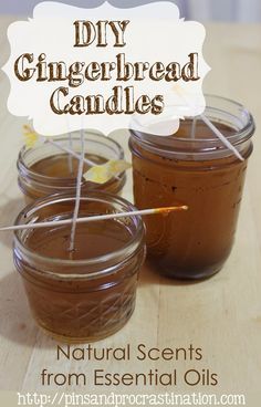 Candles In Mason Jars, Christmas Candle Decorations Ideas, Homemade Candle Recipes, Gingerbread Candle, Diy Gingerbread, Candle Pins, Christmas Candles Diy, Diy Candles Homemade, Homemade Scented Candles