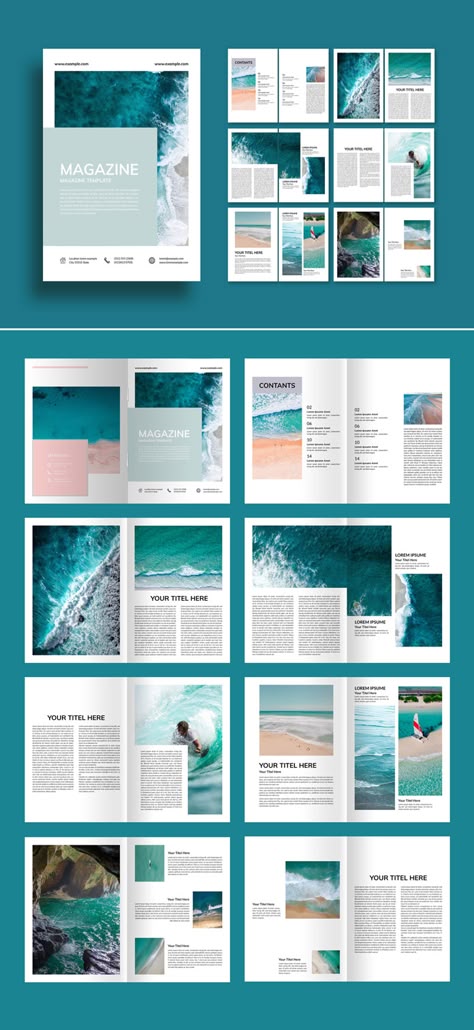 Layout For Magazine Ideas, Magazine Design Layouts Adobe Indesign, Travel Magazine Layout Design Templates, Ocean Magazine Layout, Photography Magazine Layout, Magazine Design Layouts Creative, Indesign Layout Inspiration, Graphic Design Layout Inspiration, Ocean Magazine