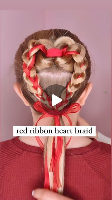 Audrey McClelland on Instagram: "RED RIBBON HEART BRAID ❤️ I wanted to try this heartbreak with some red ribbon to see what it looked like, and I fell in love with it! This is such a cute addition to the heart braid and it’s easy to do! This is such a great one for Valentine’s Day! Let me know if you try this one! ❤️❤️ . I share all of the hair products that we love and use in my stories and in my highlights. Feel free to ask me any questions. ❤️🫶🏻 . #hairdo #braidideas #braidinspo #braidinspiration #braid #simplehairstyles #simplehair #simplehairstyle #easyhairstyles #easyhairstyle #easyhairstylesforgirls #cutehairstyles #cutehair #hairvideo #hairideas #hairinspo #hairinspiration #hairvideos #hairidea #valentineshair #valentinesdayhair #hairstyles #hair #hairstyle #hairtutorial #hairtut Cute Hairstyles Ribbon, Braids With Ribbons In Them, Hairstyles Ribbon, Heart Hairstyle, Heart Braids, Hairdo Ideas, Heart Braid, Ribbon Heart, Ribbon Braids